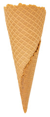 blank waffle ice cream cone isolated on white