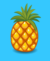 Summer fruits for healthy lifestyle. Pineapple fruit. Vector illustration cartoon flat icon isolated on white.