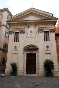 Portal of San Giovanni della Pigna Church in Rome, Italy 