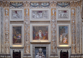 Interior of the basilica of Saint Andrew in Mantua, Italy 