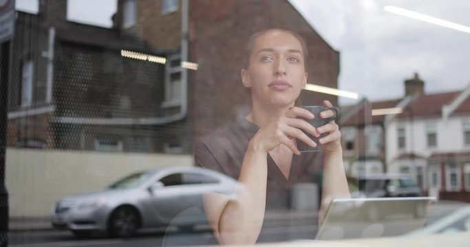Freelance businesswoman working in a cafe