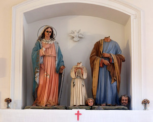 Holy Family, figures were ravaged on January 13th,1992, by the Serbian-Montenegrin invaders having previously burnt down Cilipi, church of St. Nicholas in Cilipi