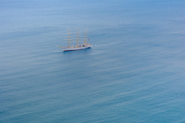 Sailboat in the sea bay