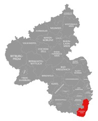 Germersheim red highlighted in map of Rhineland Palatinate DE