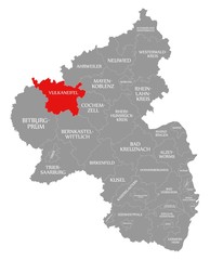 Vulkaneifel red highlighted in map of Rhineland Palatinate DE