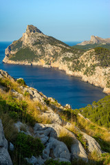 Fototapeta na wymiar View of Formentor Peninsula and Azure Mediterranean Sea on the Balearic Island of Mallorca