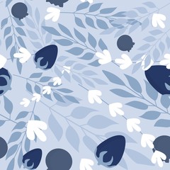 Naklejka premium Winter herbal leaves and wild berries seamless pattern.
