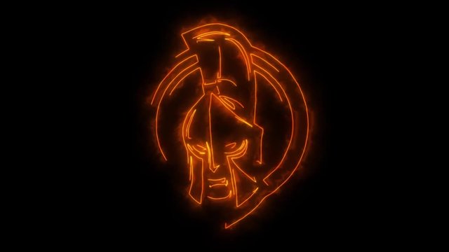 Orange Spartan Warrior Animated Logo with Reveal Effect 