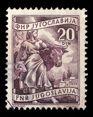 Stamp printed in Yugoslavia shows Livestock raising, inscriptions from series "Domestic economy", circa 1952