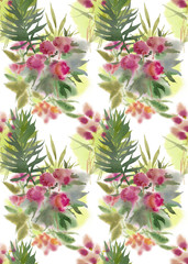 Floral seamless pattern. Hand drawn watercolor field flowers.