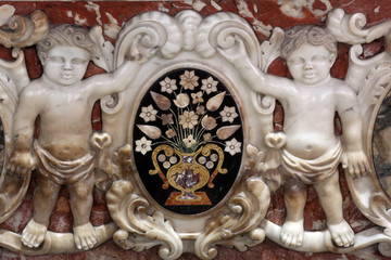 Fototapeta premium Angels, altar of the Last Supper in Zagreb cathedral 
