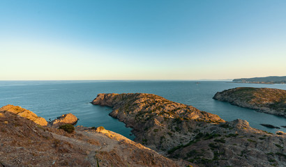 beautiful Mediterranean landscape sunset over the mountains