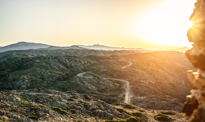 beautiful Mediterranean landscape sunset over the mountains