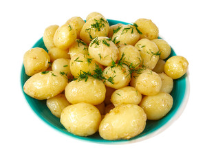 boiled new potatoes isolated on white