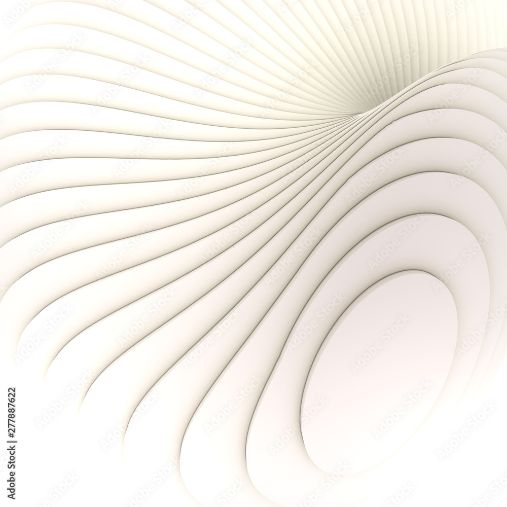 Poster White striped futuristic pattern surrounded by light mist. Computer generated geometric shape. 3d render illustration