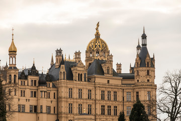 Fototapeta premium Schwerin, Germany. Details of Schwerin Castle Palace (Schweriner Schloss), a World Heritage Site in Mecklenburg-West Pomerania