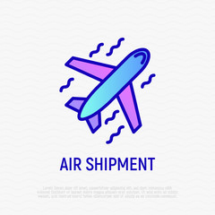 Air shipment thin line icon. Vector illustration for delivery service or logistic company.