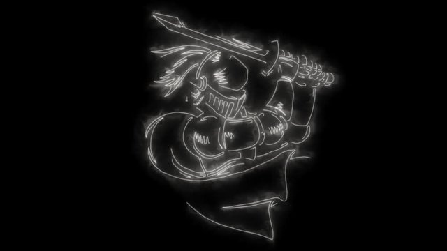 White Burning Knight Warrior Animated Logo with Reveal Effect
