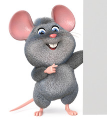 3d illustration funny mouse with poster/3d illustration home wrecker look like a rat with billboard
