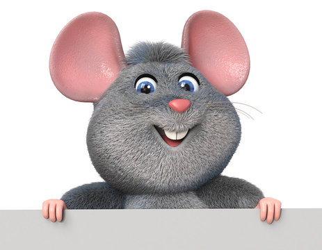 3d Illustration Funny Mouse With Poster/3d Illustration Home Wrecker Look Like A Rat With Billboard