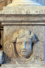 Angel statue on the altar in the Church of Our Lady of the Snows in Pupnat, Korcula island, Croatia