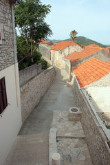 Street in a small Croatian town of Blato on Korcula island in Adriatic sea