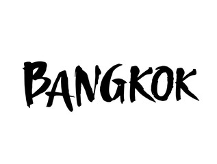 Bangkok hand-lettering calligraphy. Hand drawn brush calligraphy. City lettering design. Vector