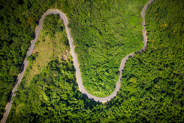 aerial view valley road in Thailand