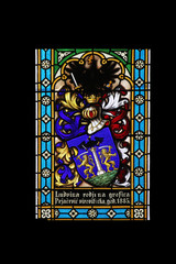 Coat of arms of the Countess Ludvine Pejacevic, stained glass in Zagreb cathedral