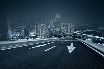 CBD night view road in Singapore