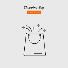 line icon symbol, application online shopping store marketplace bag, Isolated flat outline vector design