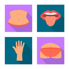 Isolated object of body and part icon. Collection of body and anatomy vector icon for stock.