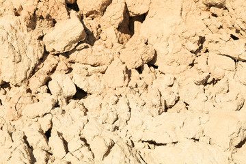 Cracked clay soil of rock. Erosion from storms