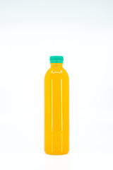 A bottle of orange juice isolated on white background.