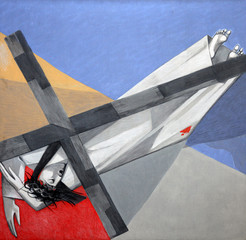 9th Stations of the Cross, Jesus falls the third time, Church of the Holy Trinity in the Bavarian...
