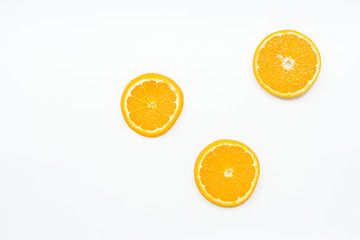 Slices of orange isolated on white background.