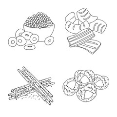 Isolated object of taste and crunchy sign. Set of taste and cooking stock vector illustration.