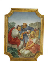 Obraz premium Scenes from the life of St. Eustache, painting on the ceiling of the Catholic Church Saint Eustache in Dobrota, Montenegro