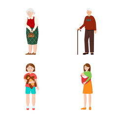 Vector design of family and people icon. Collection of family and avatar vector icon for stock.