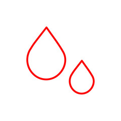 Flat drop icon for various projects. Minimal vector drop icon. Isolated red drop icon on white background.