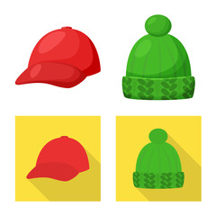 Vector design of clothing and cap logo. Collection of clothing and beret stock vector illustration.