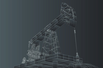 oil derrick. vector 3d object. mining of minerals. abstract explosion of particles.