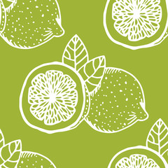 lemon tropical fruits seamless pattern
