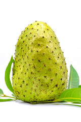green Soursop fruit with white background