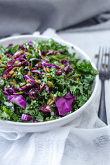 Kale Salad with Pumpkin Seed and Red Cabbage 