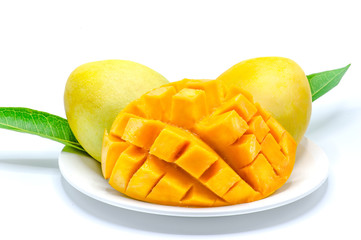 mango on a plate white background