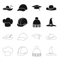 Vector design of clothing and cap sign. Collection of clothing and beret vector icon for stock.
