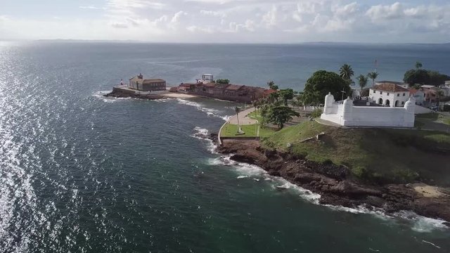 Aerial View of Ponta do Humaita, Monte Serrat, Lower City, Salvador, Bahia, Brazil