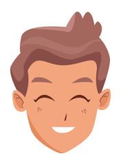 Young man face smiling cartoon