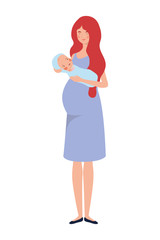 woman standing with a newborn baby in her arms